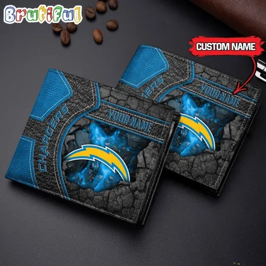 Discover Personalized Los Angeles Football Chargerss Team Men's Leather Wallet Gift