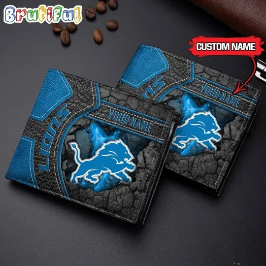 Discover Personalized Detroit Football Lionss Team Men's Leather Wallet Gift For Him