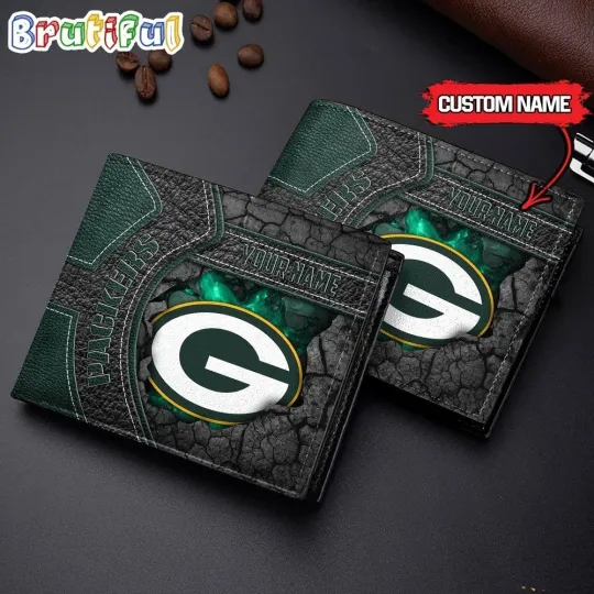Discover Personalized Green Bay Football Packerss Team Men's Leather Wallet Gift For Him