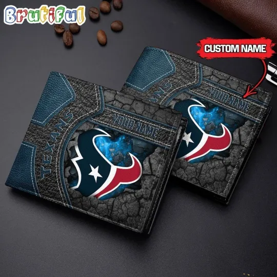Discover Personalized Houston Football Texanss Team Men's Leather Wallet Gift For Him