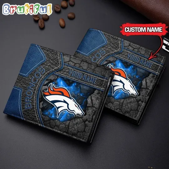 Discover Personalized Denver Football Broncoss Team Men's Leather Wallet Gift For Him