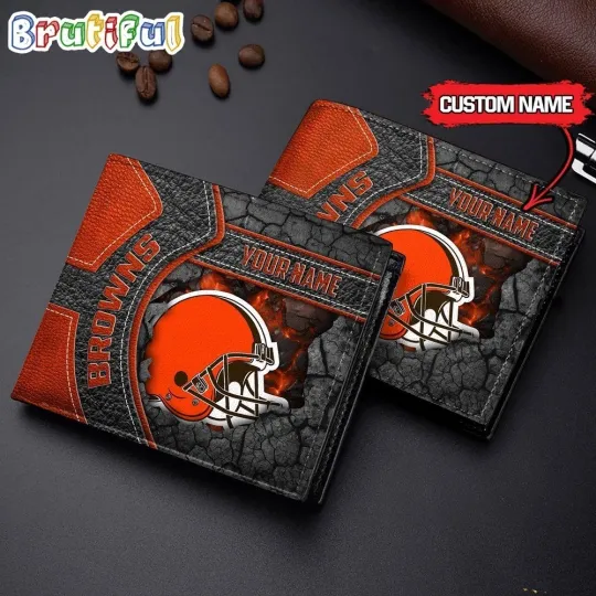 Discover Personalized Cleveland Football Brownss Team Men's Leather Wallet Gift For Him