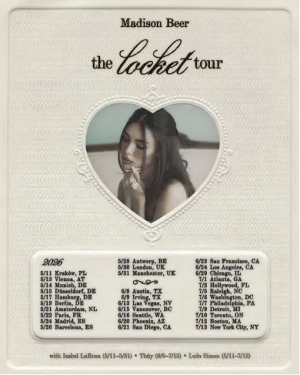 Discover Madison Beer The Locket Tour 2026 World Tour poster