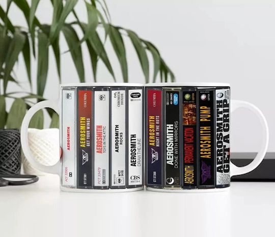 Discover Aerosmith Albums Cassette Collection Retro Coffee Mug