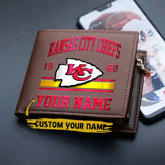 Discover Personalized Kansas City Football Team Chiefss  Leather Wallet Gift For Him