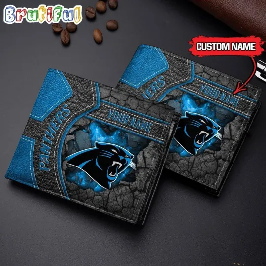 Discover Personalized Carolina Football Pantherss Team Men's Leather Wallet Gift For Him