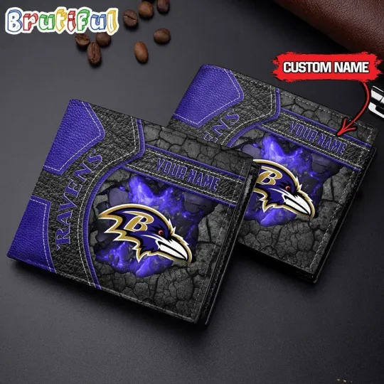 Discover Personalized Baltimore Football Ravenss Team Men's Leather Wallet Gift For Him