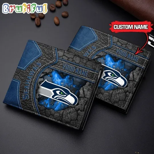 Discover Personalized Seattle Football Seahawkss Team Men's Leather Wallet Gift For Him
