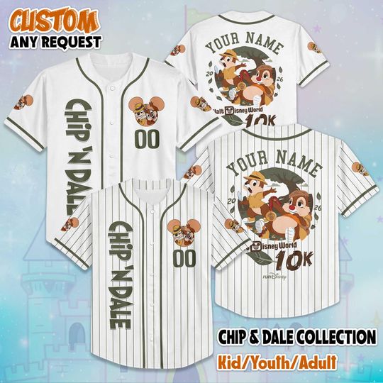 Discover Personalized Chip and Dale RunDisney Baseball Jersey, Disney Chip and Dale Jersey Shirt, Disneyland Baseball Team Outfit, Birthday Gift