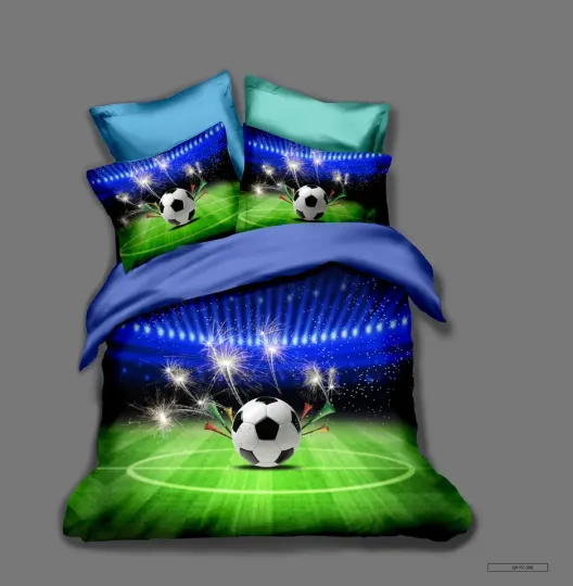Discover Football Bedding Duvet Cover Set (4PCS), Soccer Field Quilt Cover