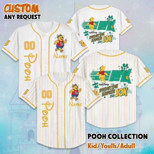 Discover Custom Pooh RunDisney Baseball Jersey, Princess Matching Jersey, Disney Winnie the Pooh Jersey Shirt, Disney Baseball Jersey, Gifts For Fans