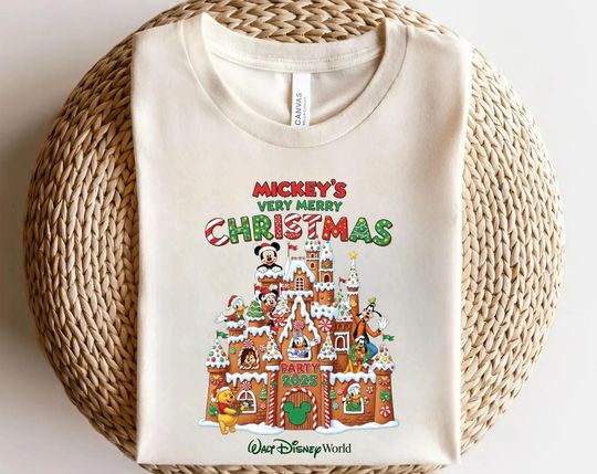 Discover Mickeys Very Merry Christmas Party Shirt, 2025 Disney Gingerbread Tee, Mickey And Friends Xmas Disneyland Family Vacation Gifts SL1215
