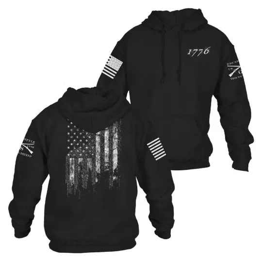 Discover 1776 American Flag Hoodie, Vintage Patriotic Sweatshirt, USA Freedom Gift