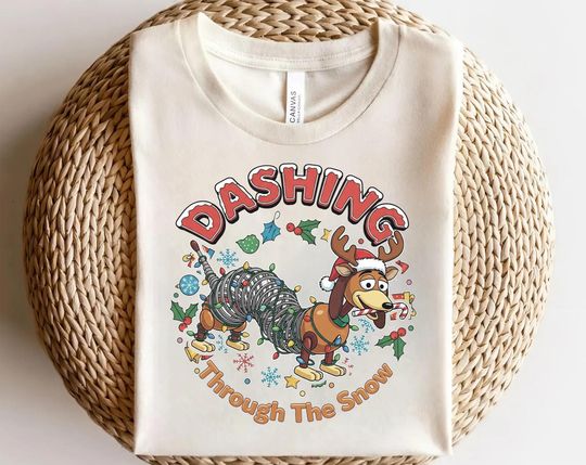Discover Dashing Through The Snow Slink Dog Christmas Shirt, Disney Toy Story Merry Christmas Shirt, Disneyland Family Christmas Trip Tee SL1221