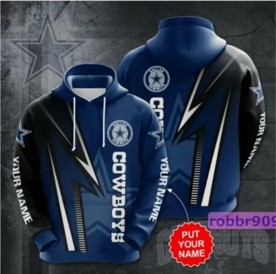 Discover Personalized Dallas-Cowboys 3D Hoodie, Cowboys Custom Name Hoodie S-5XL