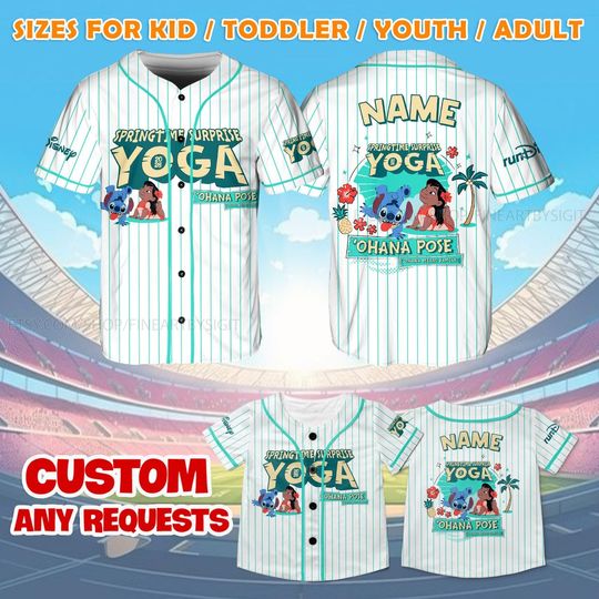 Discover Springtime Surprise Weekend Jersey Shirt, runDisney Yoga Ohana Pose Lilo and Stitch Jersey, Stitch Ohana Baseball Jersey,Disney Running Gear