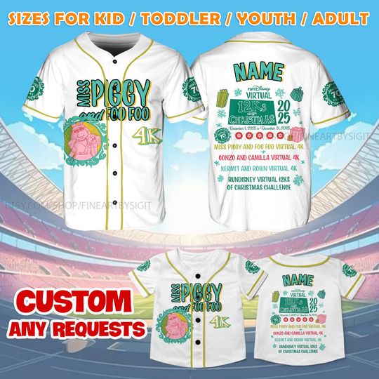 Discover runDisney Piggy and FF Band FF Band 4K Jersey Shirt, Disney Miss Piggy Baseball Jersey, Miss Piggy 4K Jersey, Muppets Virtual Run Group Shirt