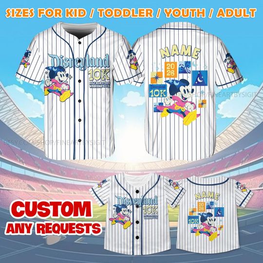 Discover Disneyland Mickey Mouse 10K Baseball Jersey, Disney 10K Half Marathon Jersey, Disneyland Running Team Shirt, Mickey RunDisney Jersey Gift