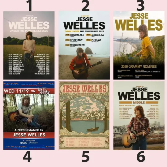 Discover Jesse Welles Under The Powerlines Tour Concert Poster 2025 - 2026