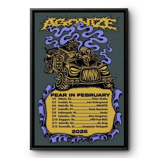 Discover Fear In February Tour 2026 Punk Rock Concert Poster Print Wall Art