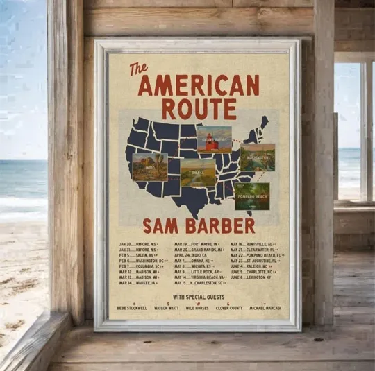 Discover Sam Barber The American Route Tour 2026 Schedule Tour Dates Poster