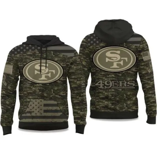 Discover 49er Salute to Service Camo 2025 Hoodie Full Size S-5XL