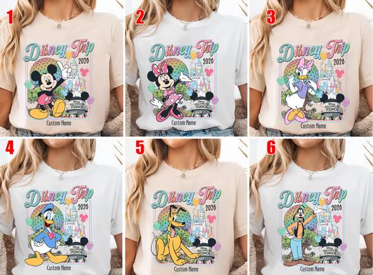 Discover Custom Retro Disney Trip 2026 Shirts/Family Vacation 2026 Shirt/Disney Castle Tee/Disney Family Trip Shirt, Personalized Disney Shirt OHZW11