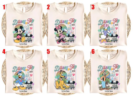 Discover Custom Retro Disney Trip 2026 Shirts/Family Vacation 2026 Shirt/Disney Castle Tee/Disney Family Trip Shirt, Personalized Disney Shirt OHZW11