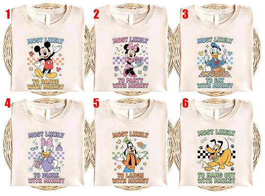 Discover Customize Disney Most Likely To Disney Trip Shirt, Drink Snack Mickey and Friends Group Matching Tee, WDW Family Vacation 2026 Shirt  AYAL09