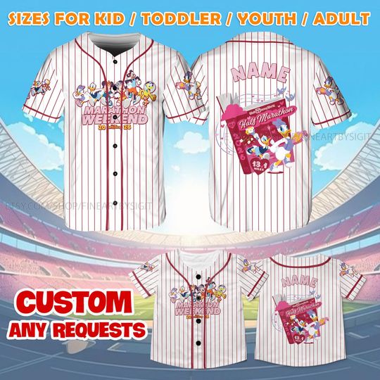 Discover Disney Donald Daisy Haft Marathon Weekend Jersey, Donald Daisy Running Jersey, Disneyland Running Matching, WDW Marathon Weekend Shirt