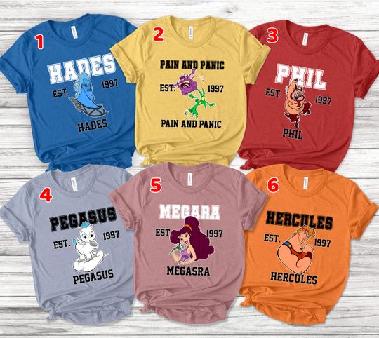 Discover Vintage Disney Hercules All Characters Group Hades Custom Shirt, Disney Trip shirt, Family Birthday Gift SJYW01
