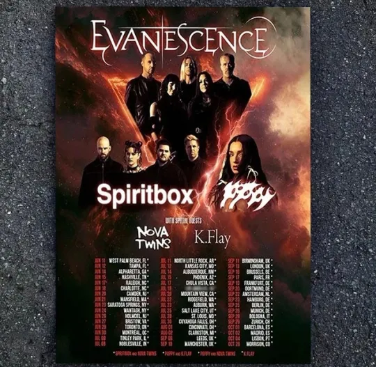 HOT! Evanescence World Tour 2026 North American poster