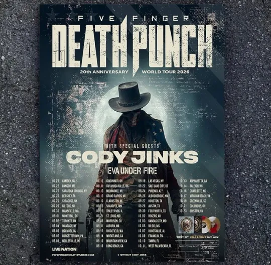 HOT! Five Finger Death Punch 20th Anniversary World Tour 2026 Poster