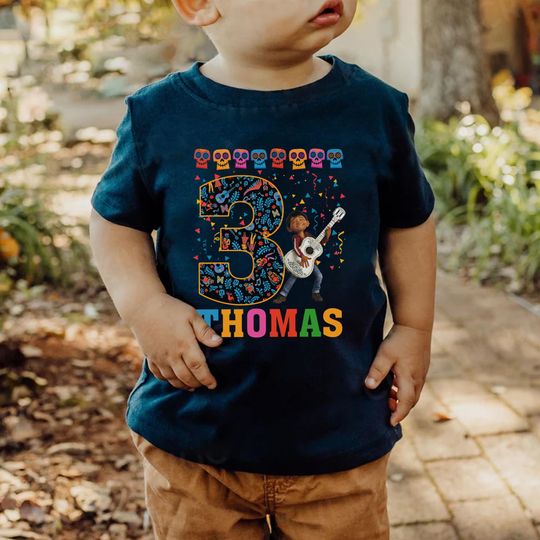 Discover Disney Animated Coco Birthday Shirt, Mexican Custom Personalized Boy Girl Birthday Shirt, Toddler Birthday Gift For Son Daughter UNV413