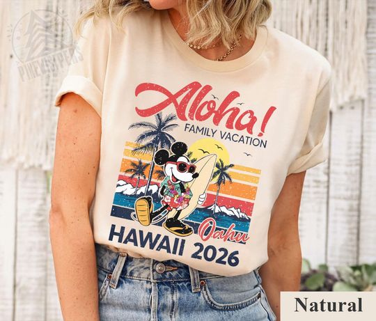 Discover Disney Mickey Aloha Oahu Hawaii 2026 Retro Shirt, Aloha Family Vacation T-shirt, Comfort Color Tee, Birthday Gift Tee, Disneyland Trip Shirt