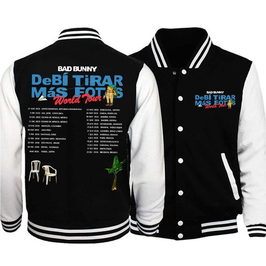 Bad Bunny DTMF World Tour 2025-2026 Baseball Uniform Jacket Hiphop Bad Bunny Concert Music Baseball Jackets for Fans Gift