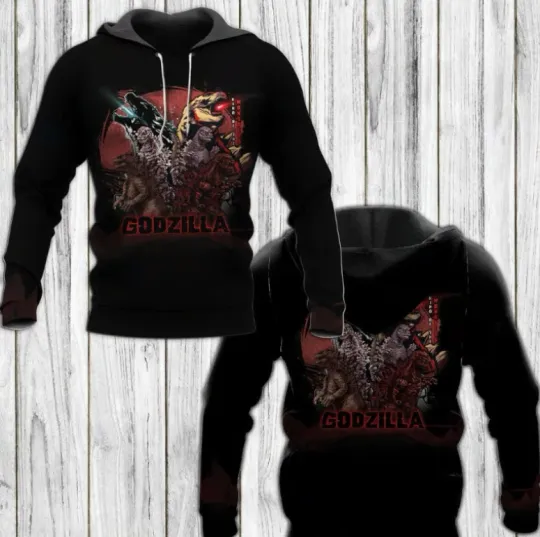 Discover god zilla 3D Art Pullover Hoodie With Pocket For god zilla Fans Version 2
