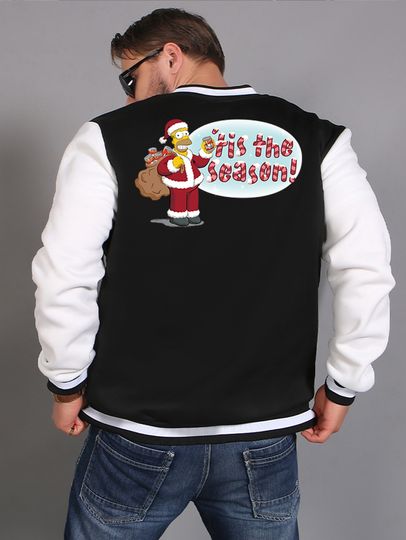Discover The Simpsons Men's Baseball Jacket with Santa Claus Homer Print Pattern Men's Casual Color-blocked Baseball Jacket Jacket