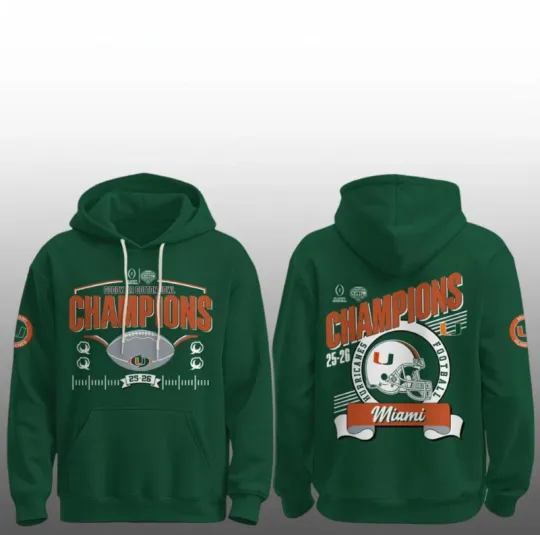 Discover Miami Hurricane 3D Hoodie Cotton Bowl Champions 2025 2026