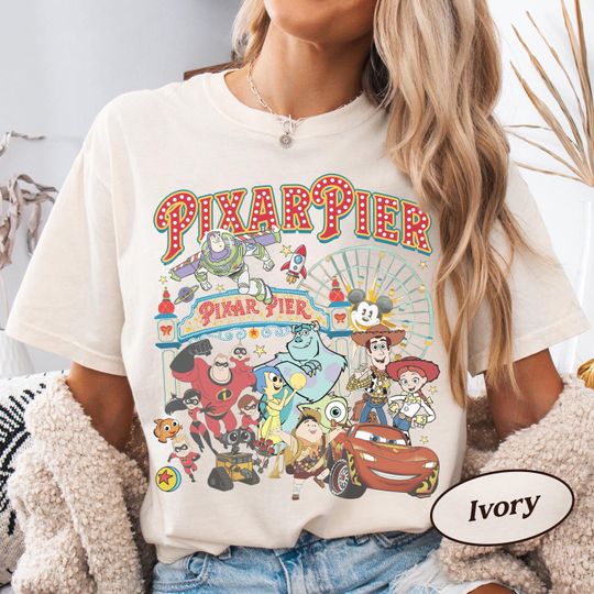 Discover Vintage Pixar Pier Disneyland Shirt, Disneyland Pixar 2026 Shirt, Meet me at Pixar Pier Disney Pixar Characters, Disneyland Trip Tee