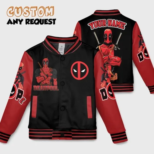 Discover Personalized Deadpool Superhero Wolverine & Deadpool Black Red Baseball Jacket