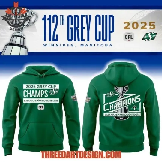 Discover 2025 Grey Cup Champions Saskatchewan Roughriders 3D Hoodie