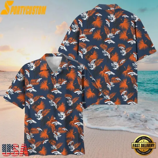 Discover Denver Football Team Broncoss Hawaiian Button Down Shirt