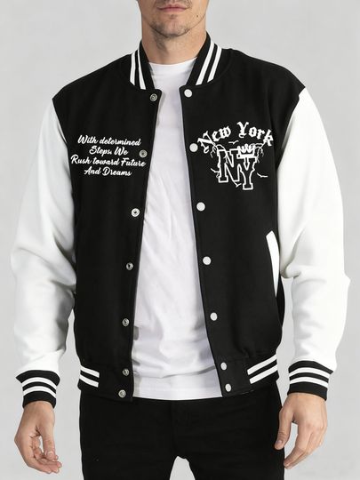 Discover New York Art Letter Creative Printing Man Tops Basics Comfy Baseball Uniform Oversized High Street Menswear Autumn&nbsp;Winter Jacket