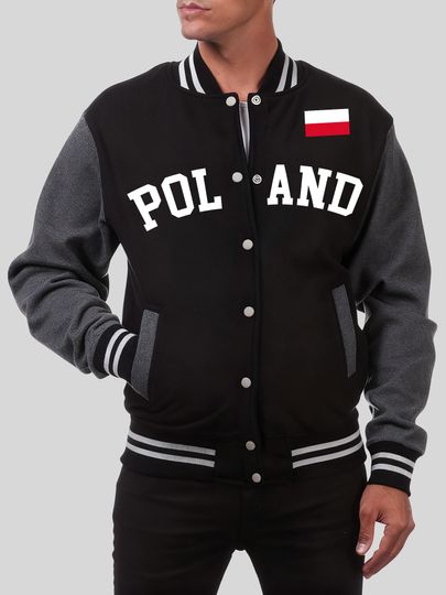 Discover Poland National Letter Print Male Baseball Jacket Street Hip Hop Fleece Coat Sport Casual Fashion Clothing Button Oversize Tops