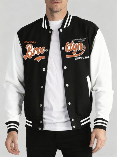 Discover Brooklyn New York Art Letter Est 1898 Print Men Sportswear Autumn&nbsp;Winter Jacket Oversize Casual Baseball Uniform Basic Comfy Top