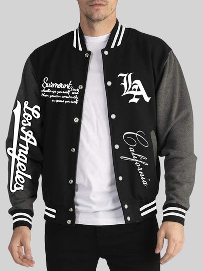 California Art Letter Printed Streetwears Male Autumn&nbsp;Winter Baseball Uniform Street Comfy Jacket Oversized Fashion Pocket Tops