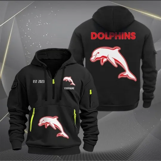 Discover Dolphins NRL Zip Hoodie Tactical Hoodie for Fans