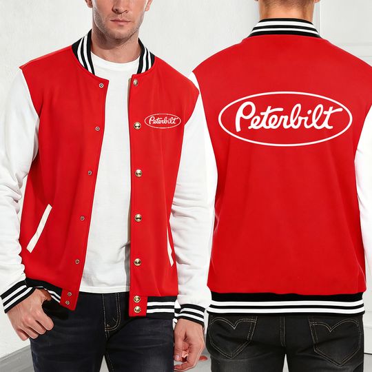 Discover Peterbilt Letter Printing Men'S Jackets Cotton Basics Pocket Baseball Jersey Winter Fleece Warm Coats Fashion Men Streetwear