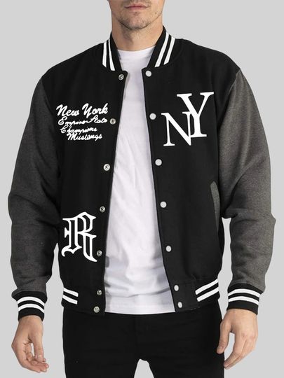 Discover New York And R Art Letter Pattern Baseball Jersey Men'S Autumn&nbsp;Winter Jackets Soft Loose Clothing Sports High Street Clothes